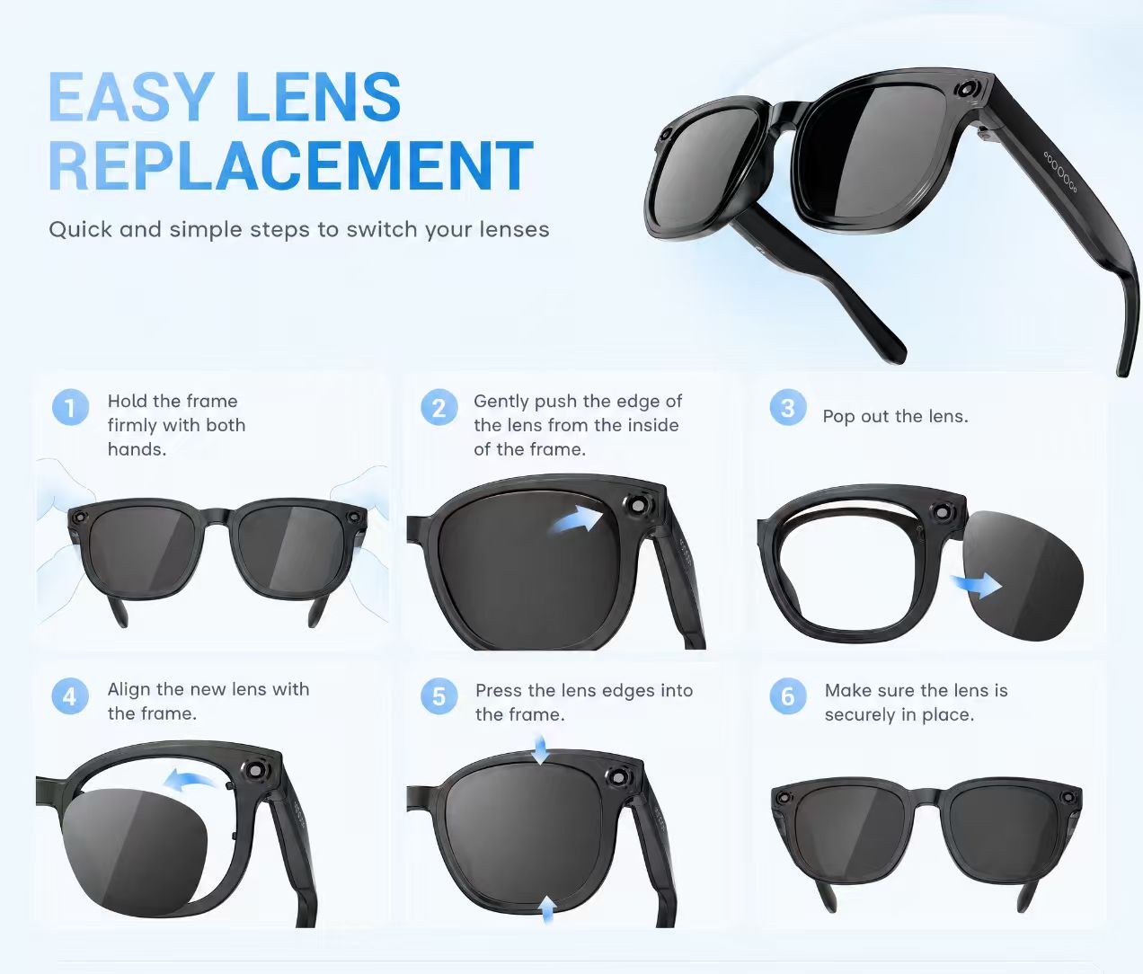 WearProx Vision Smart Glasses – Black